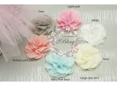 Chiffon ROSETTE Flower (L, 8cm), Pack of 2